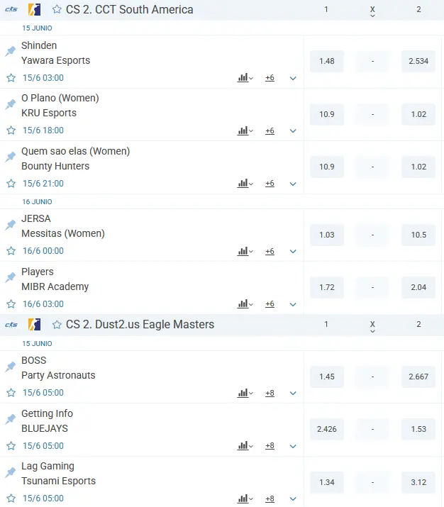 Apuestas CS en 1xBet