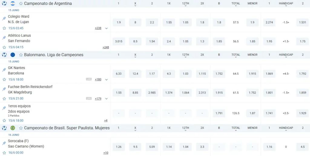 Apuestas de Balonmano en 1xBet
