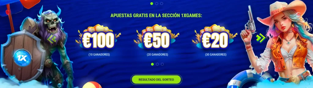 Apuestas gratis en la sección 1xGames