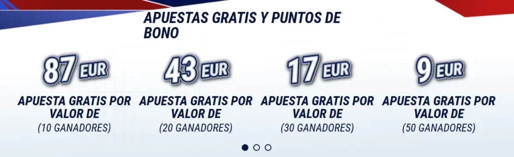 Apuestas gratis y puntos de bono