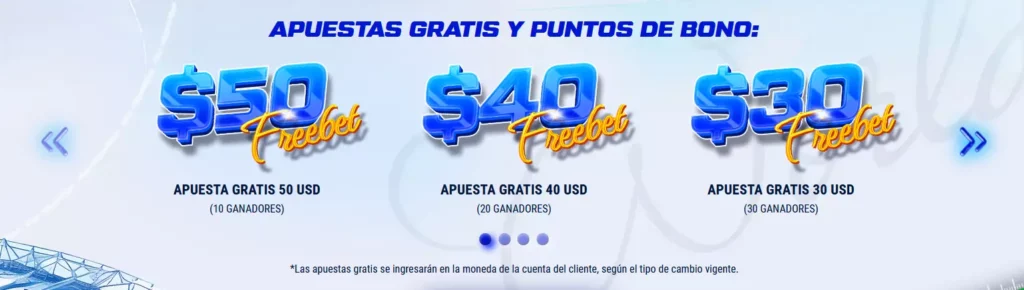 Apuestas gratis y puntos de bono