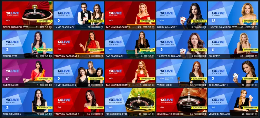 Casino en vivo en 1xBet