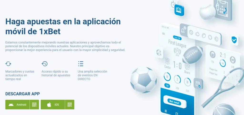 Haga apuestas en la aplicación móvil de 1xBet