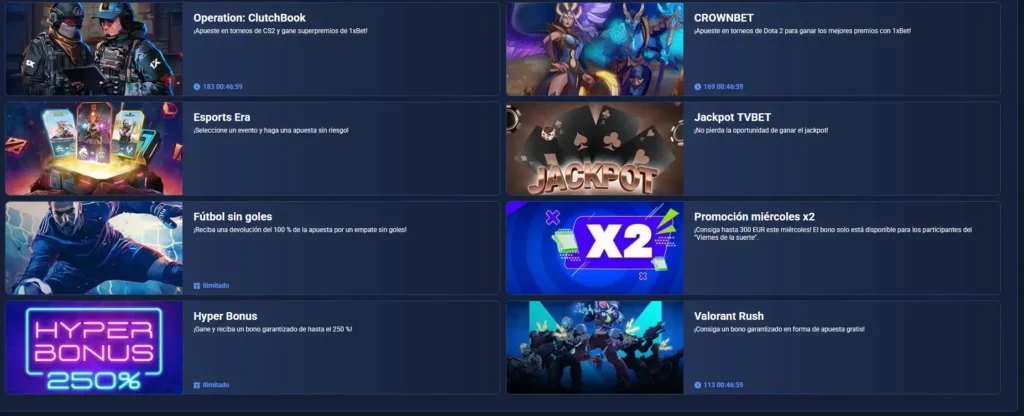 Ofertas especiales en 1xBet