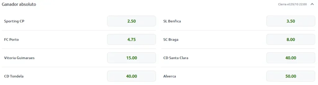 Apuestas a la Victoria en la Copa de Portugal 25-26