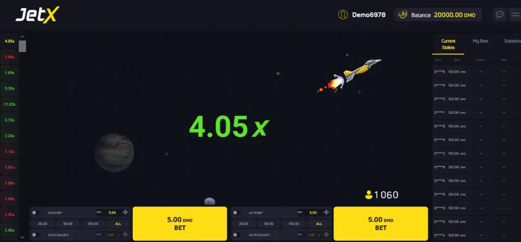 Crecimiento del coeficiente de JetX Crecimiento del coeficiente de JetX